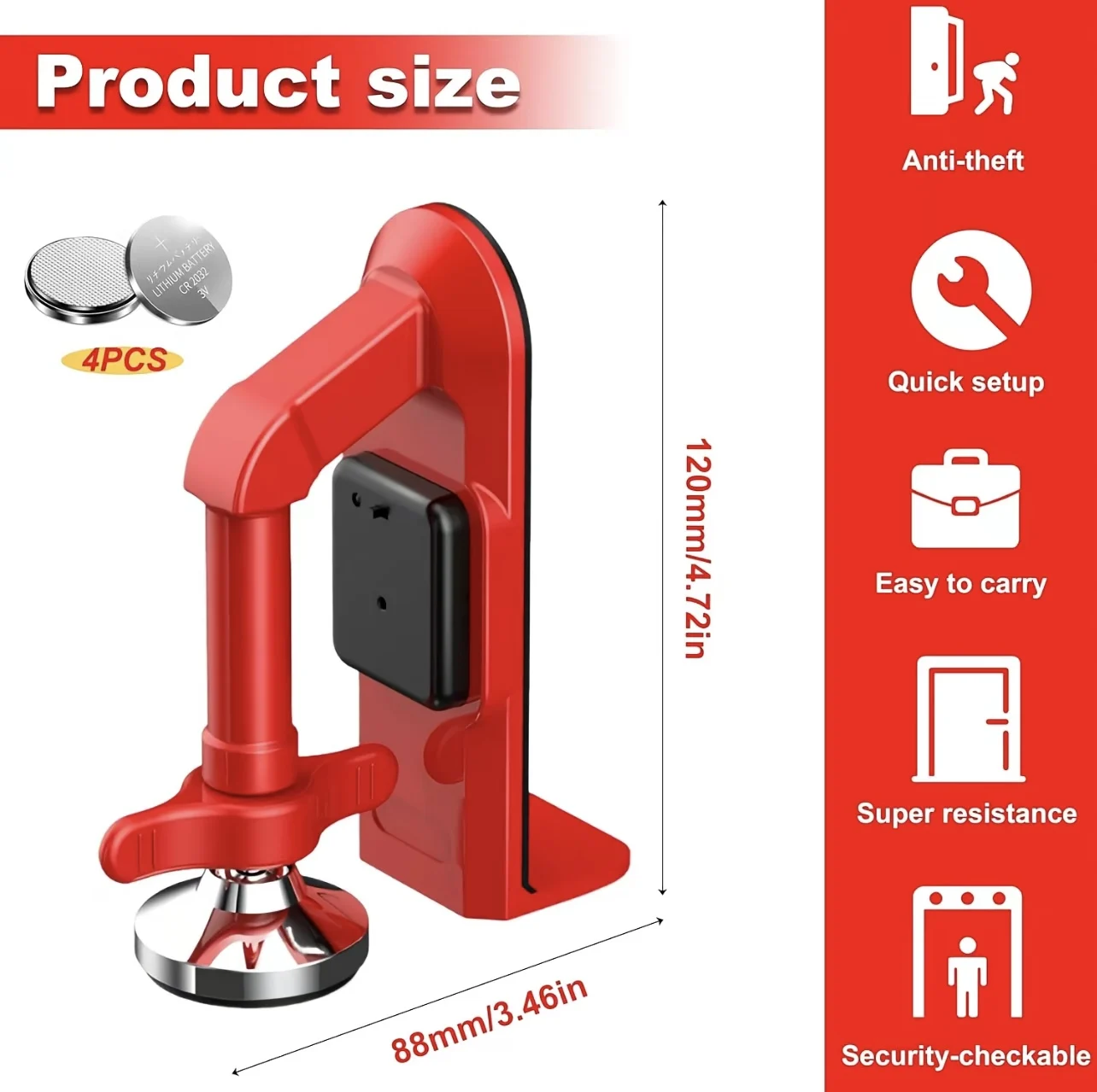 1pc Portable Alarm Door Stoppe - Door Stop Alarm recension och pris