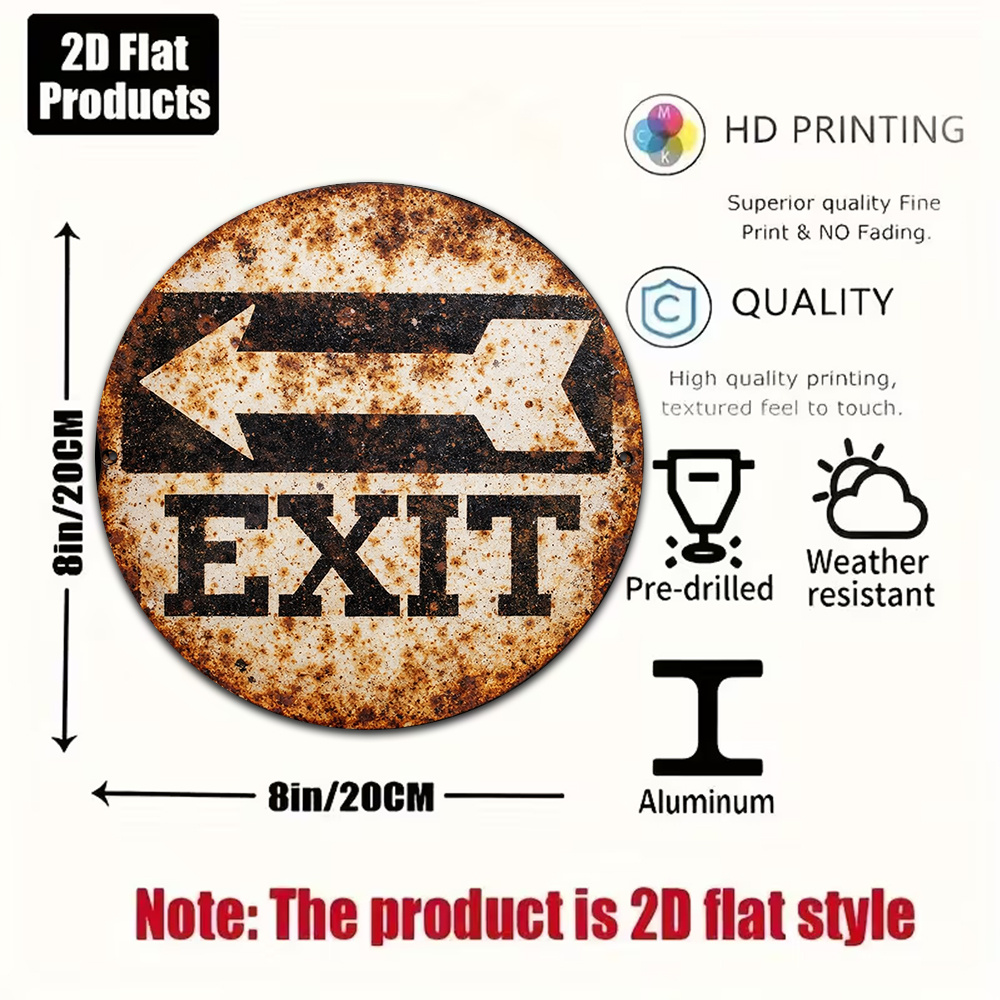 2D Metal Sign 8x8in/20x20cm Re - Emergency Exit Sign recension och pris