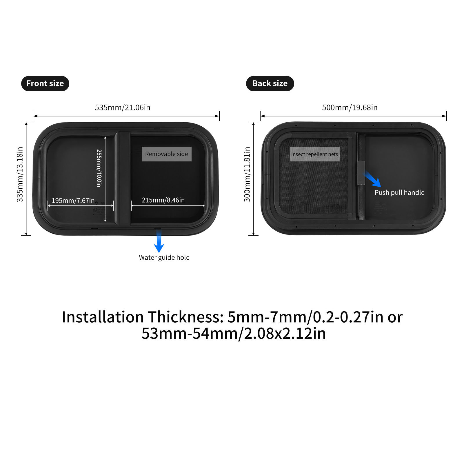 500x300mm RV Push Pull Window  - Window Lock Bar recension och pris